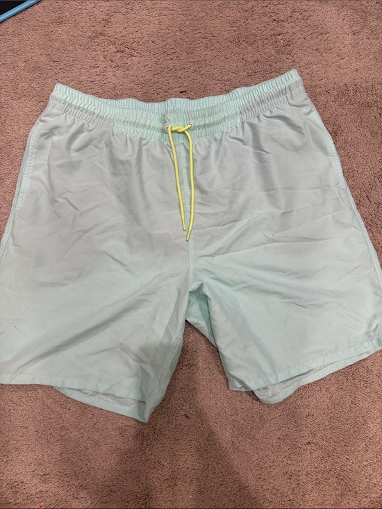 Old Navy Other - Old Navy Light Aqua Swim Trunks with Gray Liner and Yellow Drawstring